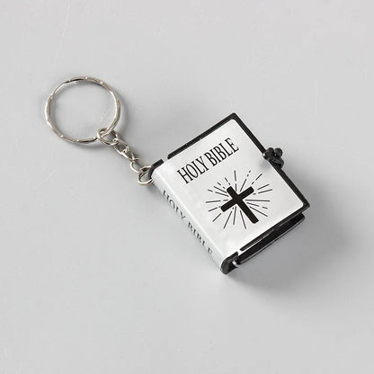 Fashion Holy Bible Keychain Mini Christian English Book Key Ring For Gift