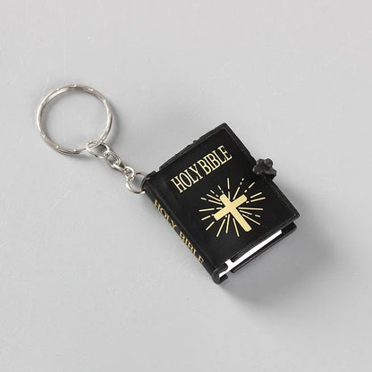 Fashion Holy Bible Keychain Mini Christian English Book Key Ring For Gift