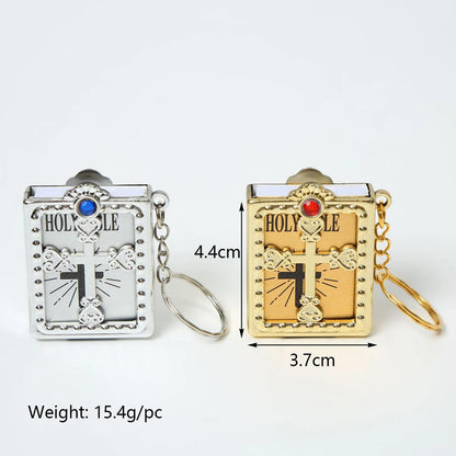 Fashion Holy Bible Keychain Mini Christian English Book Key Ring For Gift